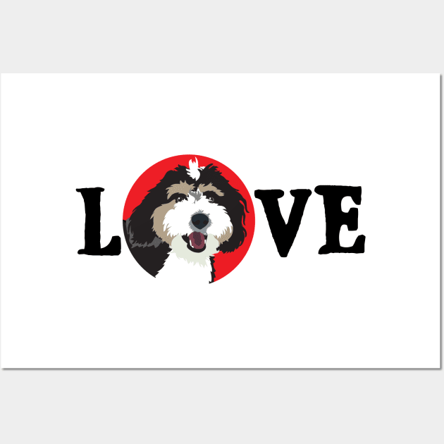 Love Bernedoodle Dog Wall Art by HotPinkStudio.Me